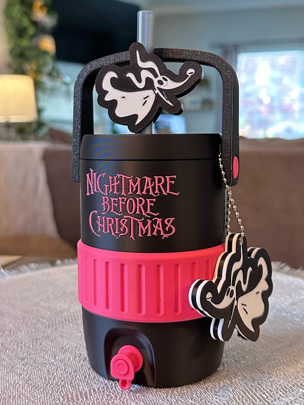 Nightmare Before Christmas Can Cooler with Zero Straw Topper and Tab Opener